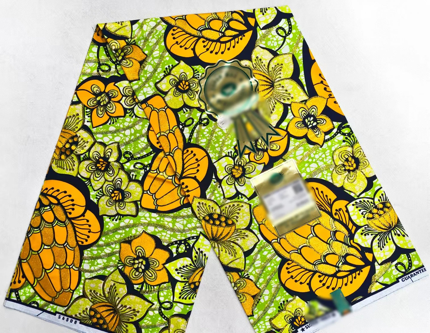 Latest African Grand Golden Wax Fabric Super Good Quality Women Pagne Flash Cotton Prints Batik Ankara Glitter Tissus 6yards