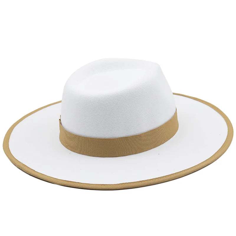 2022 New Feather band Felt Fedora Hats for Women Wide Brim Men Formal Jazz Hats Panama Church Wedding Dress Hat chapeu feminino