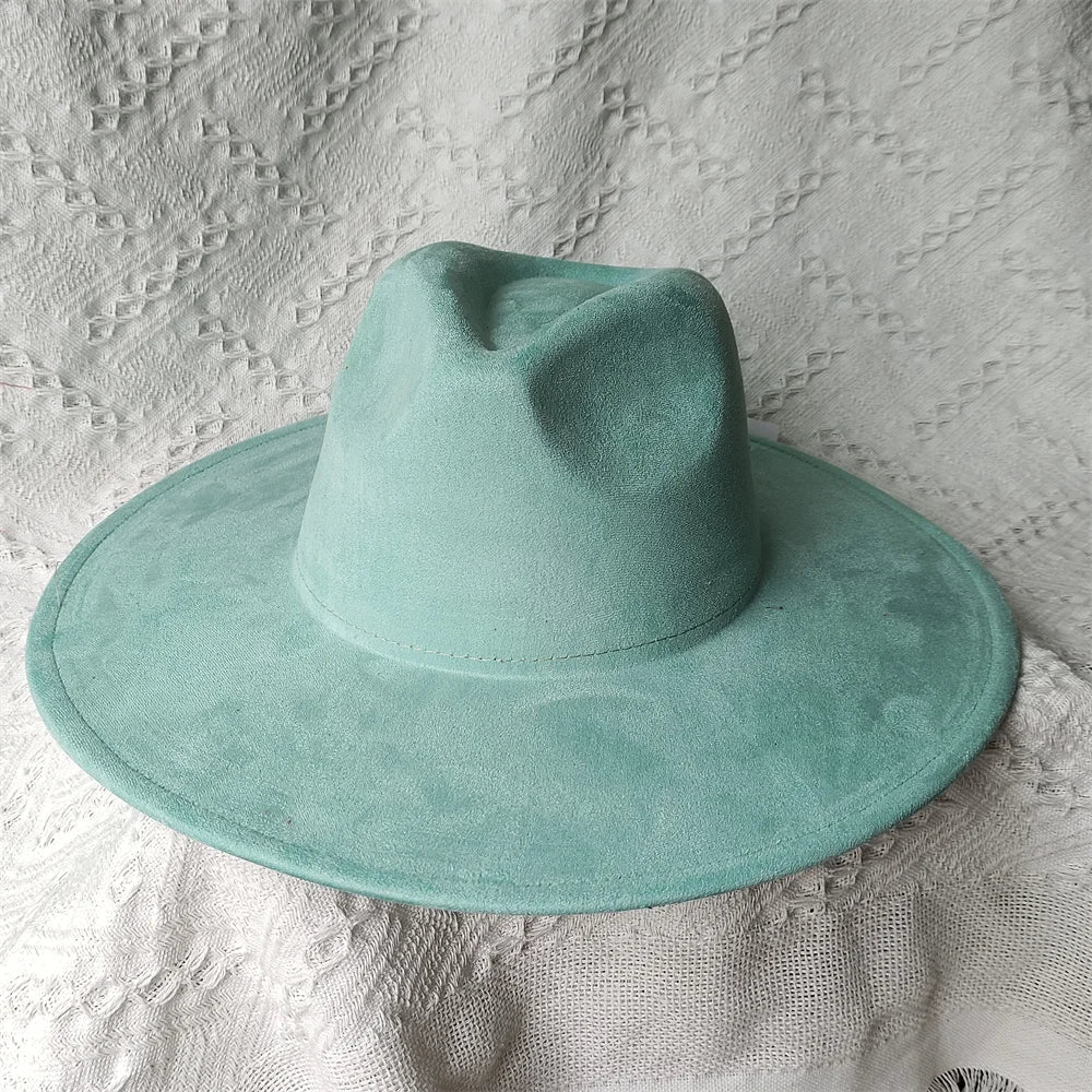 Colorful Suede Wide Brim Felt Fedoras Women's Hat Men's Church Jazz Hat Denim Hat Panama шляпа женская летняя 2024