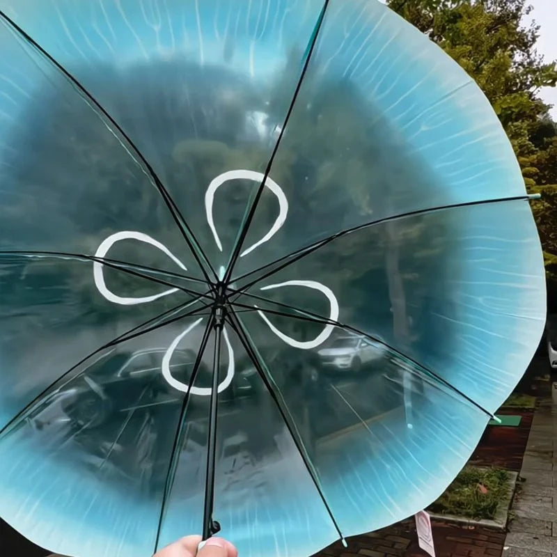 2024 New Auatic Long Handle Thiened Windproof Transparent Umbrella Dry Sea Moon Jellyfi Design Fre And Clean Sle