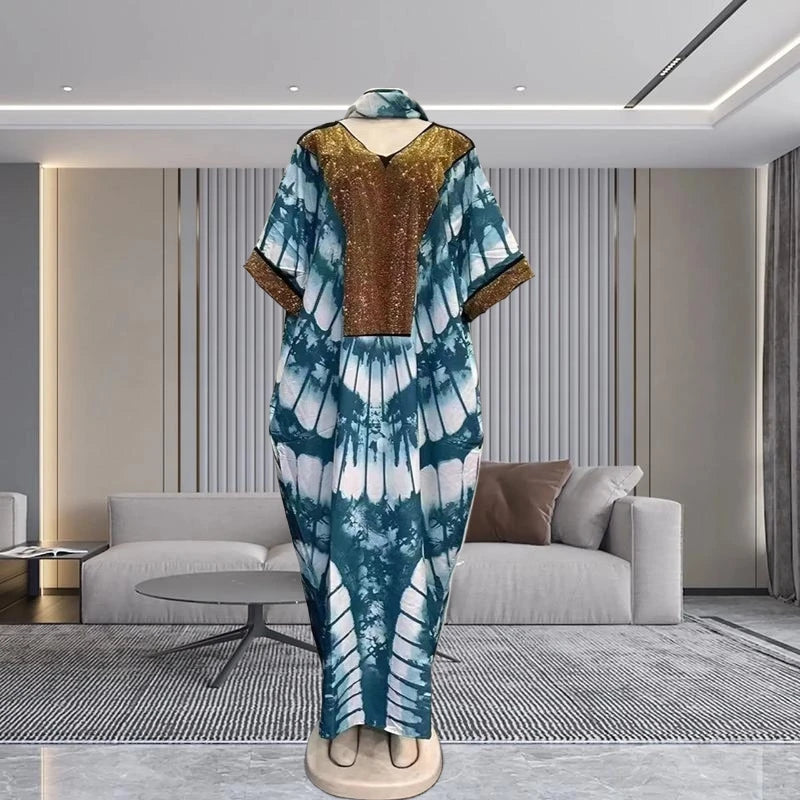 2025 New Afro Kaftan Dress for Women Long Sleeve off Shoulder Robe plus Size Fringe Detail Comfortable Beach Wear Summer
