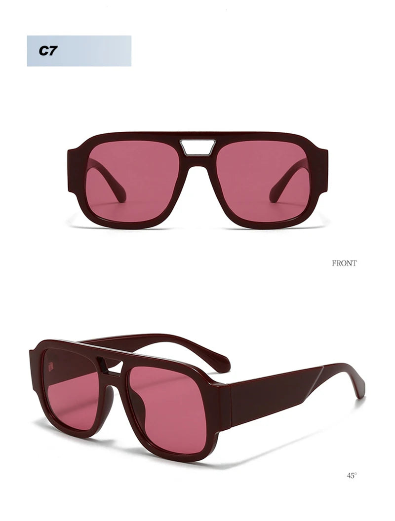 SHAUNA Fashion Double Bridges Square Women Sunglasses Retro Candy Color Leopard Men Sun Glasses Shades UV400