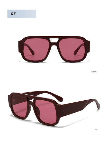 SHAUNA Fashion Double Bridges Square Women Sunglasses Retro Candy Color Leopard Men Sun Glasses Shades UV400