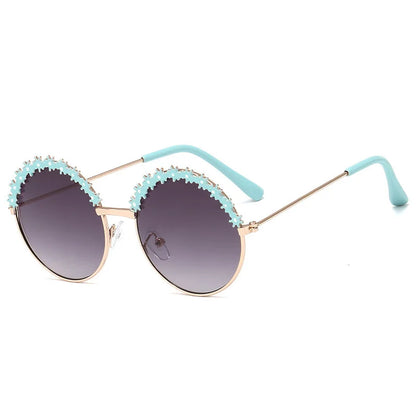 2025 Sunglasses children's glasses flower fashion New Sunglasses children's round children's Metal