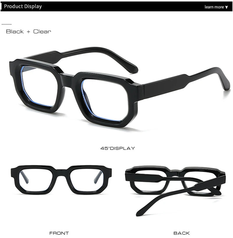 SHAUNA Ins Popular Fashion Polygon Square Women Glasses Frame Clear Anti Blue Light Eyewear Optical Men Red Blue Frame