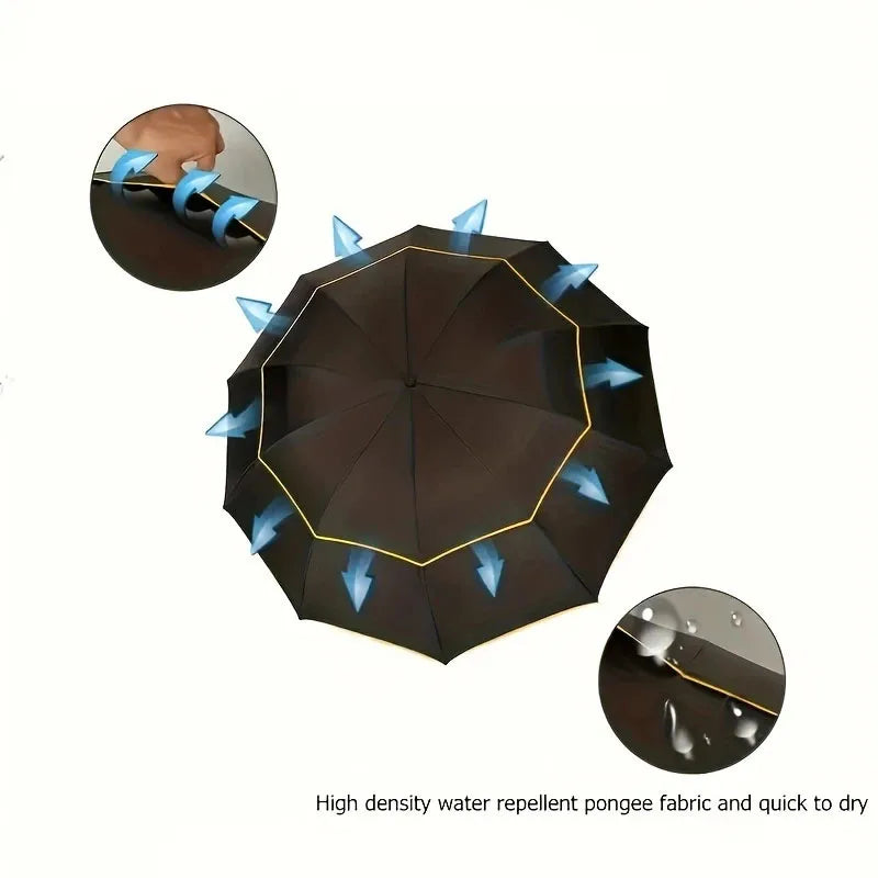 Double Strong Wind Resistant Umbrella Rain Women Large Folding Non-automatic Umbrellas Men Family Travel Business Paraguas