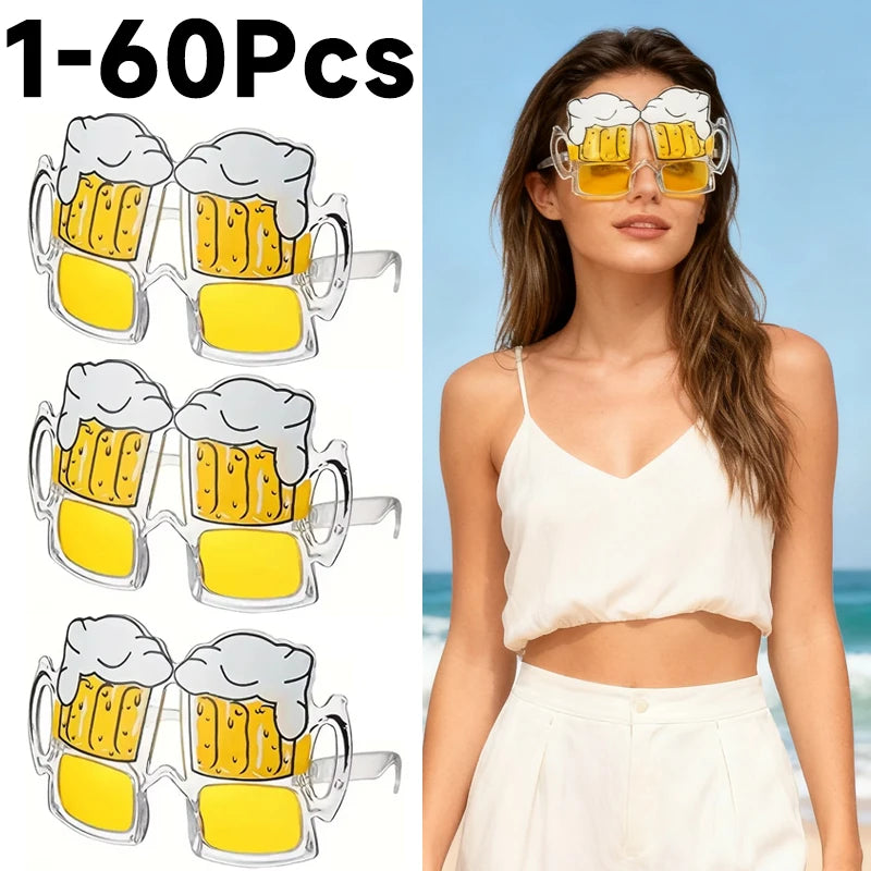 1-60Pcs Beer Mug Eyeglasses Party Decor Novelty Sunglasses Photo Props For Graduation Party Supplies Beach Pool Party Favors