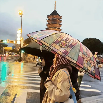 1 Piece of Transparent Glass Window Grille Pattern Pvc Material, Windproof, Waterproof and Rainproof, Suitable for Commuting to Take Photos, Available in a Variety of Styles, Available for Men and Women
