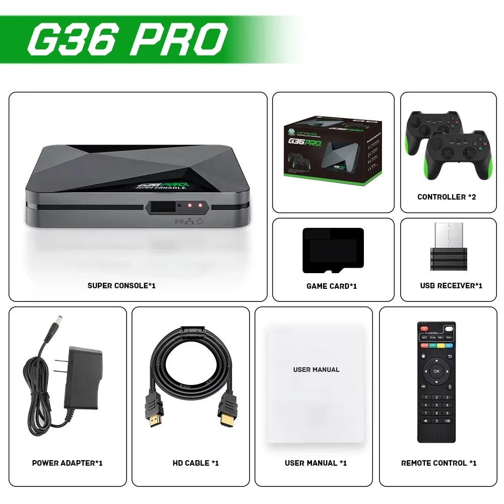 2026 NEW Super Console G36 Pro Retro Video Game Console with 65000 Video Games for PS1/GBA/MD/CPS with Gamepad Kid Gift Game Box