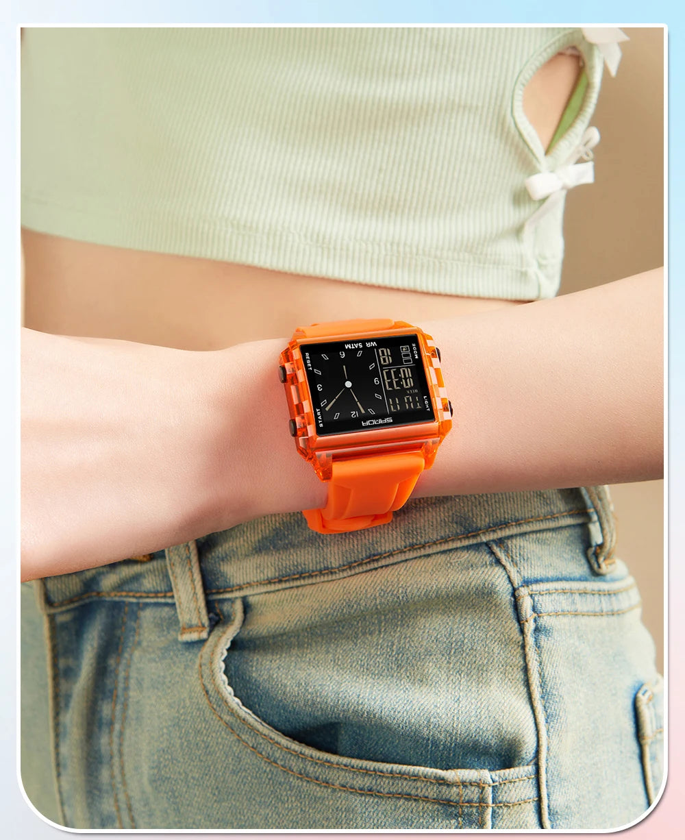 SANDA 6273 Fashion Electronic Watches for Man Luminous Calendar Waterproof Clock Outdoor Sports Casual Ladies Digital Wristwatch