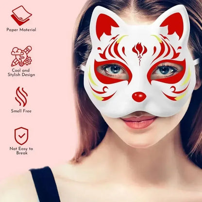 5-50Pcs Cat Fox Mask Halloween Blank Mask Costume for Kids Adults for Holiday Party Role playing accessories