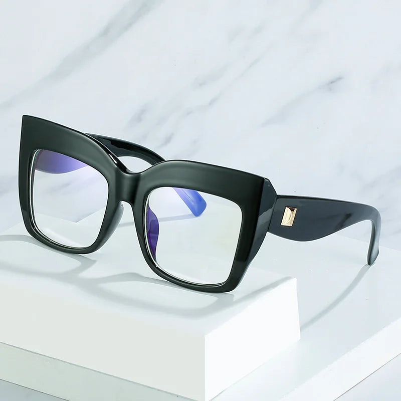 Square Anti Blue Light Reading Glasses Optical Lenses Prescription Glasses Frame Women Large Frame Cat Eye Presbyopic Glasses