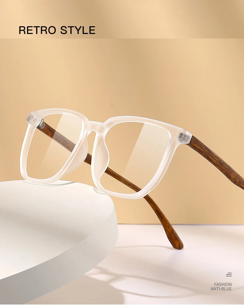 Wood Pattern Retro Anti Blue Light Glasses for Men Optical TR90 Male Square Glasses Frame Women Clear Lens Gift Frames F75233