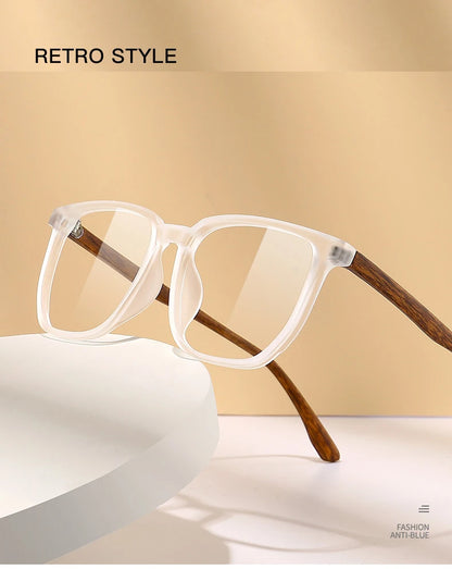 Wood Pattern Retro Anti Blue Light Glasses for Men Optical TR90 Male Square Glasses Frame Women Clear Lens Gift Frames F75233