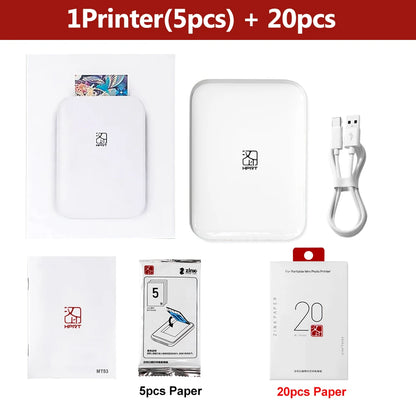 HPRT MT53 Color Photo Printer HD Portable Mini Bluetooth Maker Mobile Handheld Pocket Printing Machine 2x3 Inch Sticker Paper