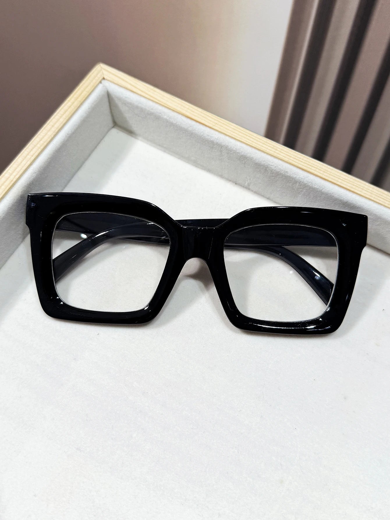 1Pc Women's Square Frame Tortoiseshell Color Glasses Transparent Lens Simple Classic Style Suitable for Daily Travel Photography