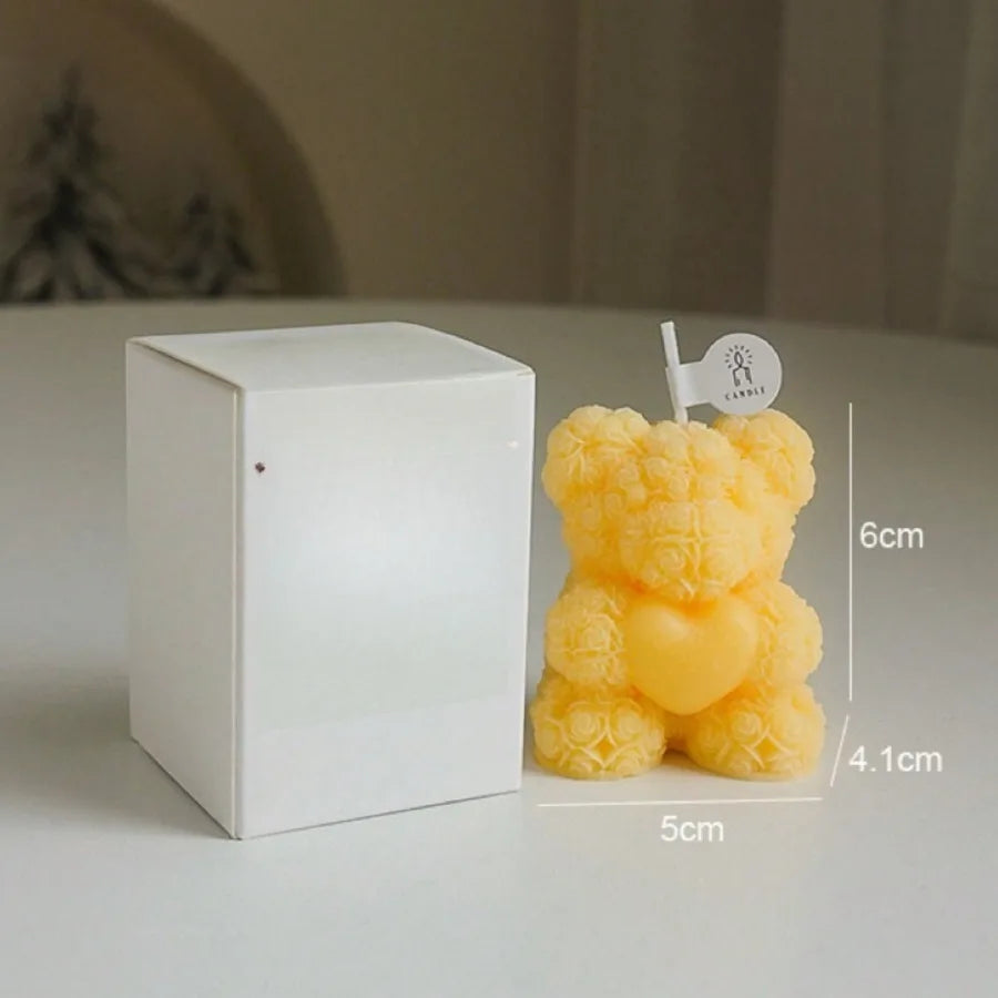 Cute Rose Teddy Bear Scented Candle Soy Wax Aromatherapy Candle Valentine's Day Romantic Gift Home Decor