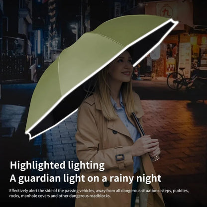 Large Windproof Reflective Striped Reverse Automatic Umbrella for Men and Women, 20Rib Umbrella, Sun Rain Luxury Business Car Tr