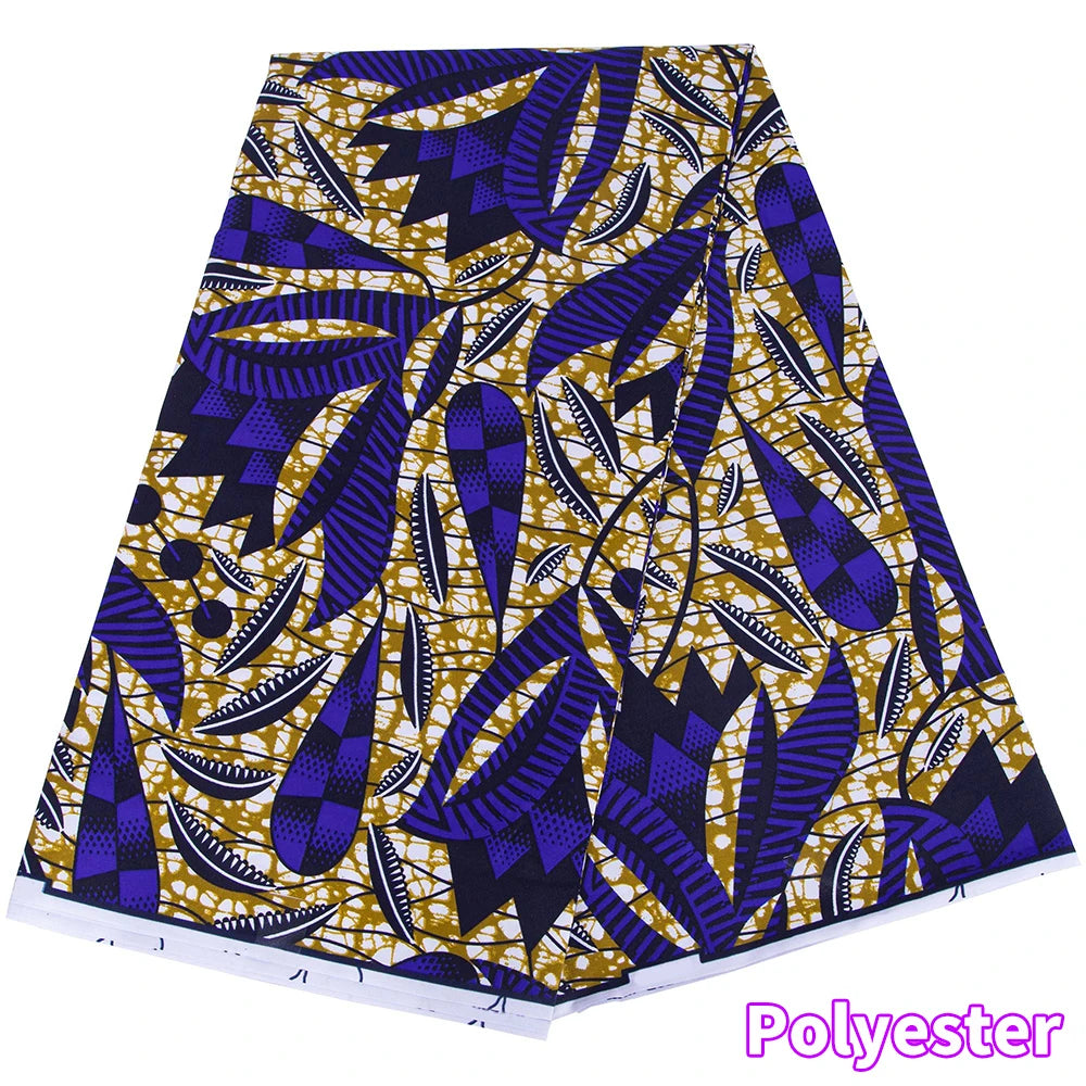 Veritablewax Fan Pattern African Fabric By the Yard Polyester Material For Handsewing High Quality Cloth for Party Dress A-27