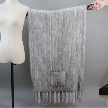 Long Style Winter Real Natural Mink Fur Scarf Lady 100% Natural Real Mink Fur Shawl Women Knitted Real Mink Fur Pashmina Scarves