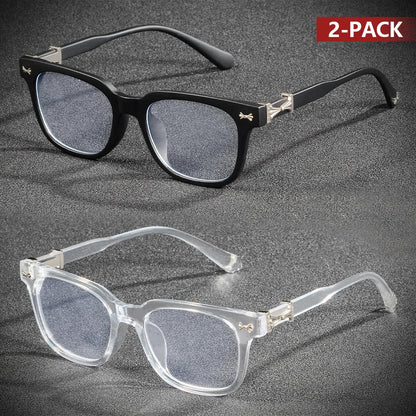 CRIXALIS 2Pcs Anti Blue Light Glasses For Men Women Square Vintage Computer Reading Eyeglasses Prescription Glasses Frame UV400