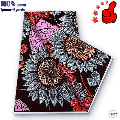 Guaranteed Veritable African Real Wax Prints Fabric Ghana Style Ankara Wax Tissu Pagne 100%Cotton Soft Design Nigeria Wax Fabric