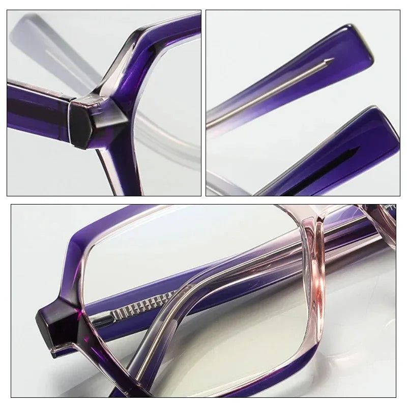 EYORA Fashion Polygon Prescription Reading Glasses Women Myopia Eyewear Hyperopia Anti Blue Light Progressive Optical Eyeglasses