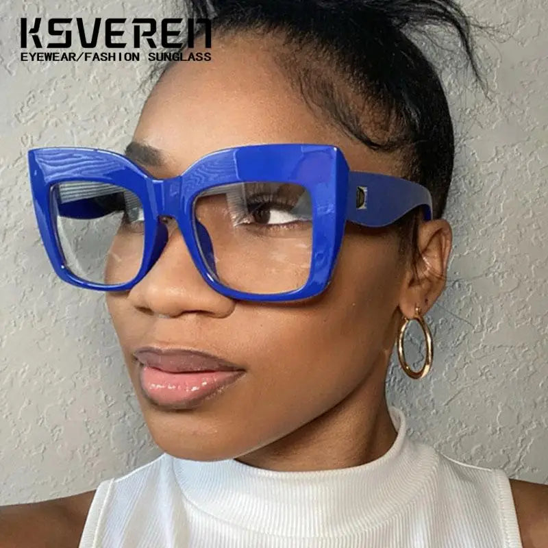 Square Anti Blue Light Reading Glasses Optical Lenses Prescription Glasses Frame Women Large Frame Cat Eye Presbyopic Glasses