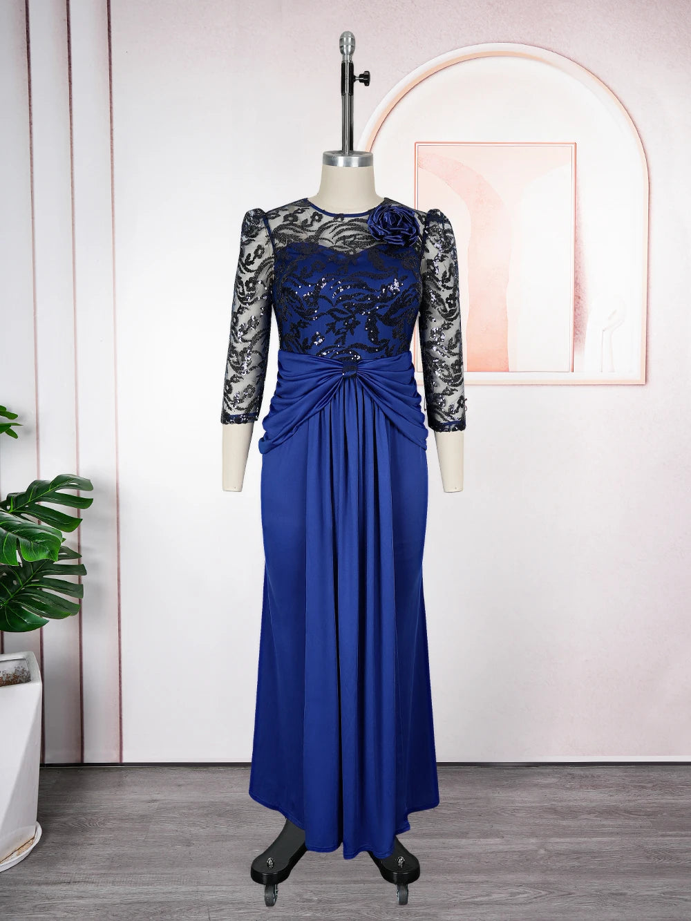Plus Size African Party Dresses for Women Dashiki Sequin Sexy Bodycon Long Dress Elegant Turkey Muslim Wedding Evening Gown