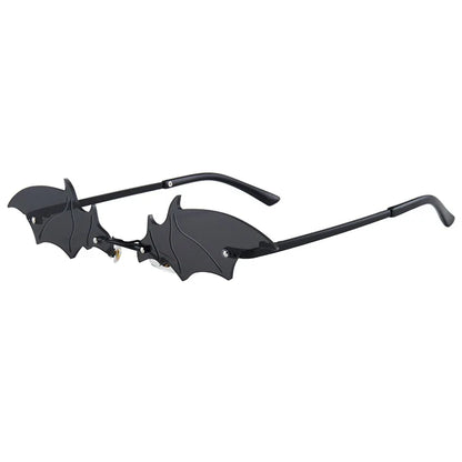 1-36Pcs Bat Sunglasses Rimless Goth Glasses for Women Men Halloween Party Glasses Trendy Eyewear Novelty Cosplay Party Eyewear