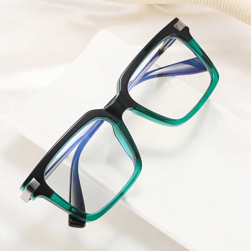 TR90 Men's Square Glasses Metal Frame Anti Blue Light Oversized Reading Glasses New Double Colors Women's Presbyopic Glasses