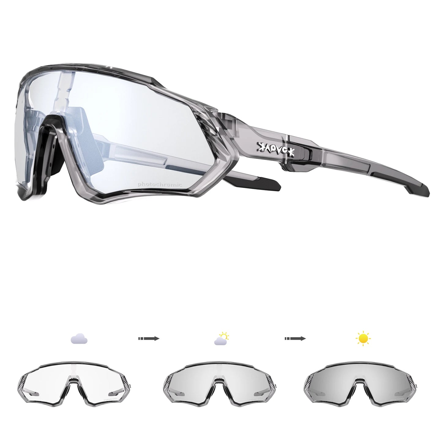 Kapvoe New Outdoor Photochromic Cycling Sunglasses Men Women Road Mountain Bike Bicycle Cycling Glasses Sport Running Eyewear