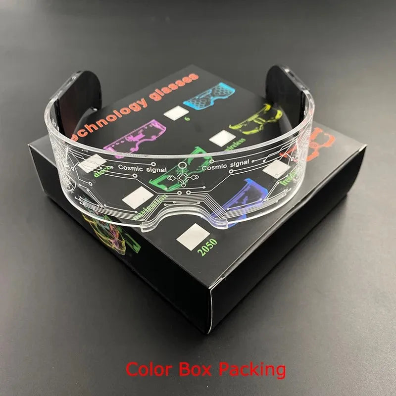 Christmas party glasses LED Light up cyberpunk Glasses glowing cool Goggles for man women Futuristic cosplay bar party props