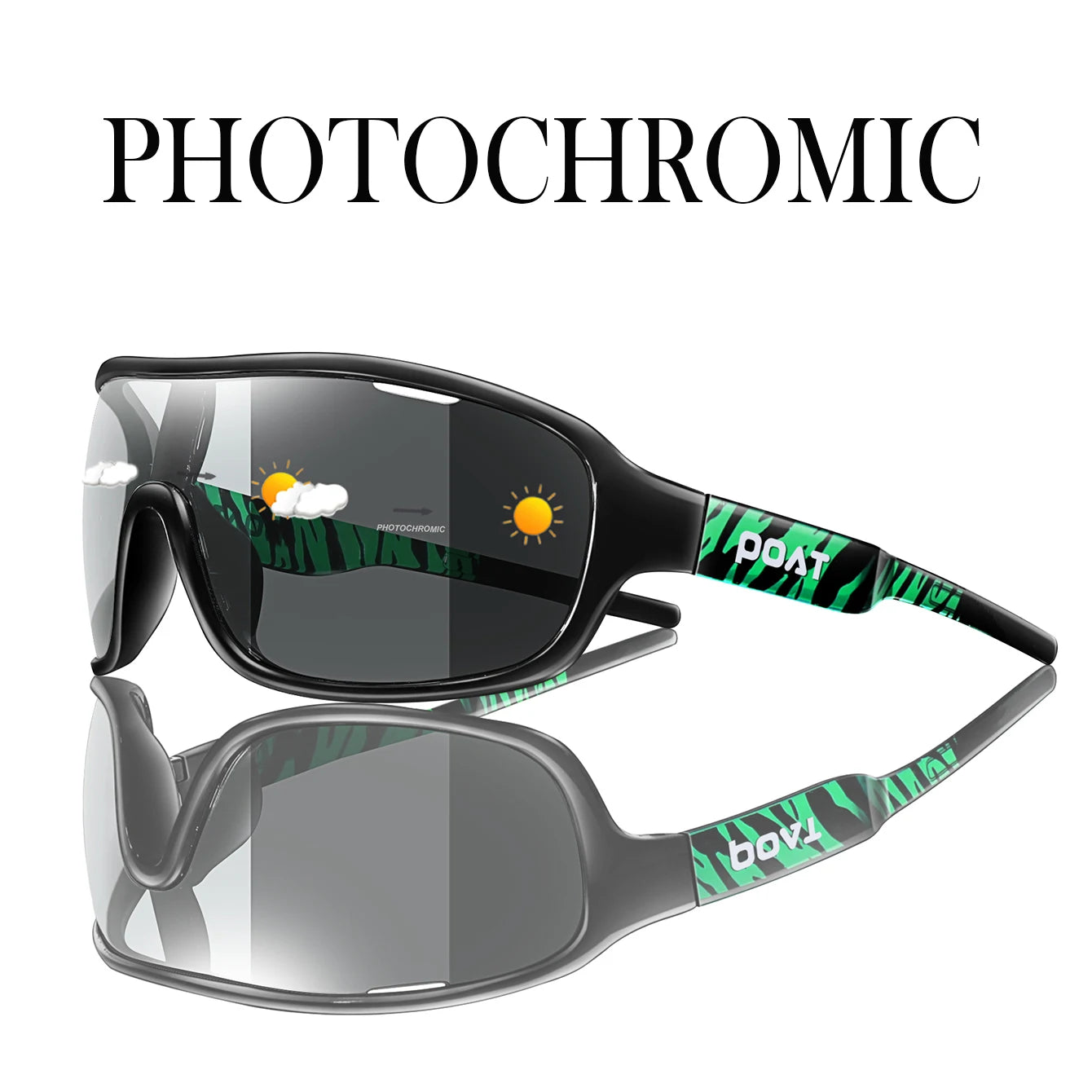 POAT BRAND Cycling Photochromic Eyewear Outdoor Sports Cycling Fishing Road Bike Hiking Sunglasses Men Women windproof Glasses