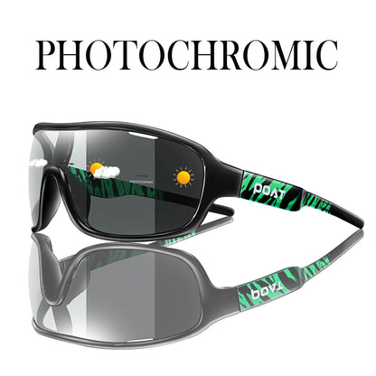 POAT BRAND Cycling Photochromic Eyewear Outdoor Sports Cycling Fishing Road Bike Hiking Sunglasses Men Women windproof Glasses