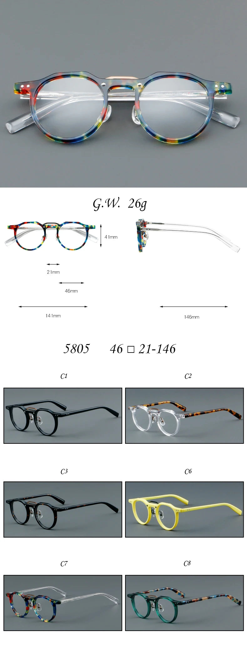 KSVEREN Vintage Acetate Frame Reading Glasses Men Women Fashion Round Rivet Optical Glasses Transparent Prescription Spectacles