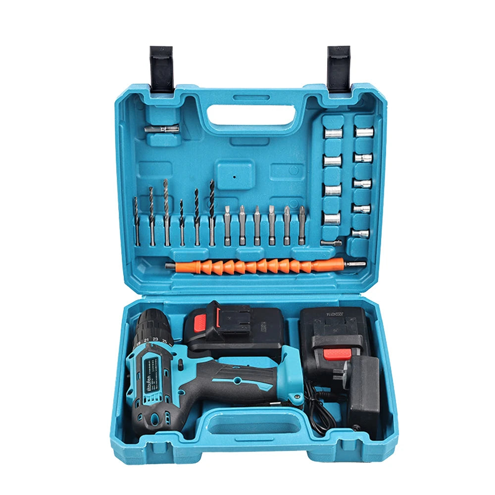 Multifunctional 21V rechargeable impact drill lithium battery cross-border flashlight gun drill electric screwdriver electric dr