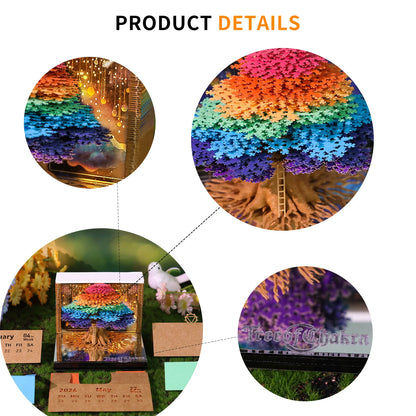 2026 3D Calendar Memo Pad Led Time Piece Calendar Tree of Chakra Desk Calendar Paper Carving Sticky Calendar For Christmas Gifts