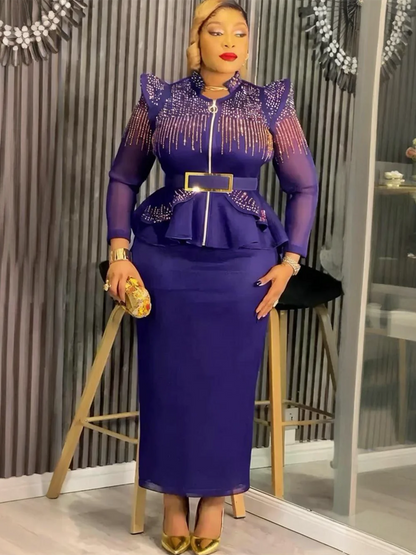 African Clothes for Women 2 PCS Sets Tops And Skirts Suits Dashiki Ankara Turkey Outfits Gown Plus Size Wedding Party Dresses