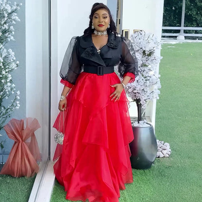 Plus Size African Party Dresses for Women 2025 New Fashion Dashiki Ankara Wedding Evening Gown Elegant Turkey Muslim Maxi Dress