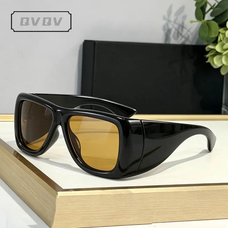 QVQV Trendy Oversized Square Sunglasses Women Men Luxury Brand Original Thick Frame Sunglasses Retro Outdoors Driving Shades