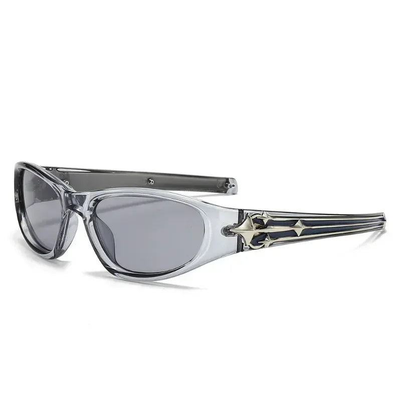 Y2K Fashion Cat Eye Sunglasses Women Men Luxury Brand Design Sun Glasses Popular Punk Hip Hop Rivet Star Eyeglasses Shades UV400