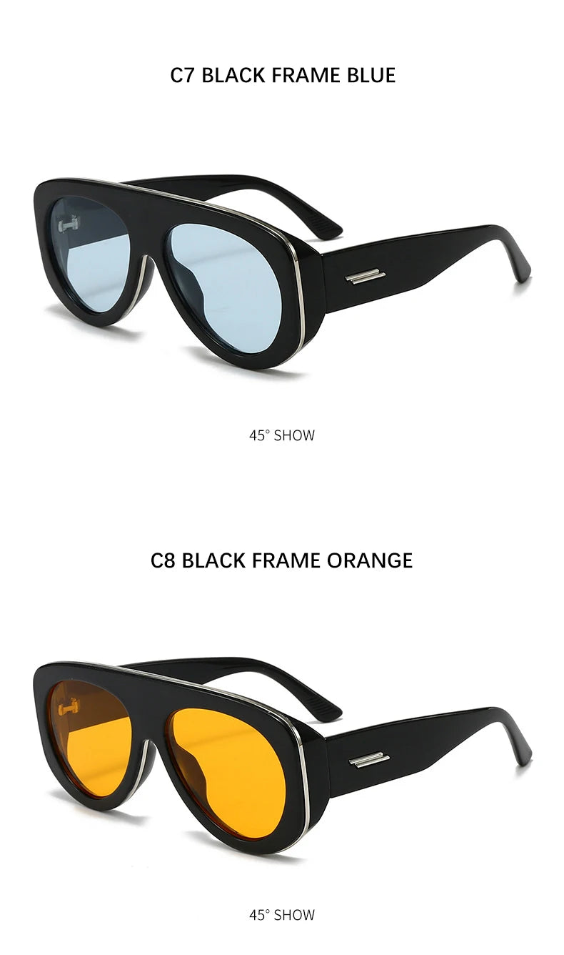 Oversized Oval Pilot Shield Sunglasses Women Big 2025 Luxury Brand Retro Y2K Punk Mirror Sun Glasses For Ladies Shades UV400