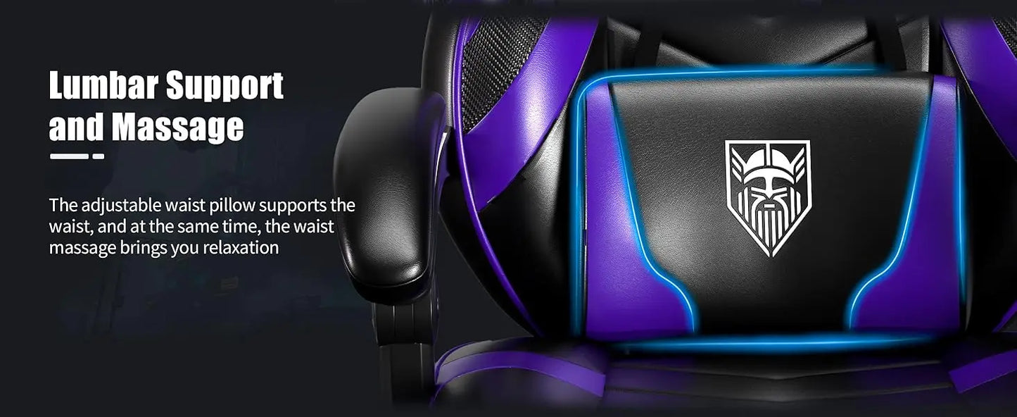 Gaming Chair, Big and Tall Gaming Chair with Footrest and Massage, Gaming Chairs for Adults with Lumbar Support