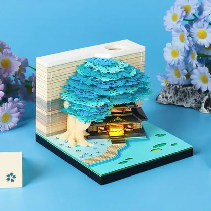Treehouse 3D Desktop Calendar Sticky Notes Creative Crafts Souvenirs Paper Carvings Memo Pad New Year Gifts Office Ornament