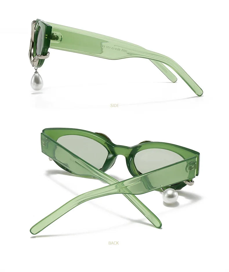 Pearl Diamond  DIY Tear Sunglasses for Women Small Frame Cat Eye Fashion Forward Mermaid Tear Aviator Eyewear