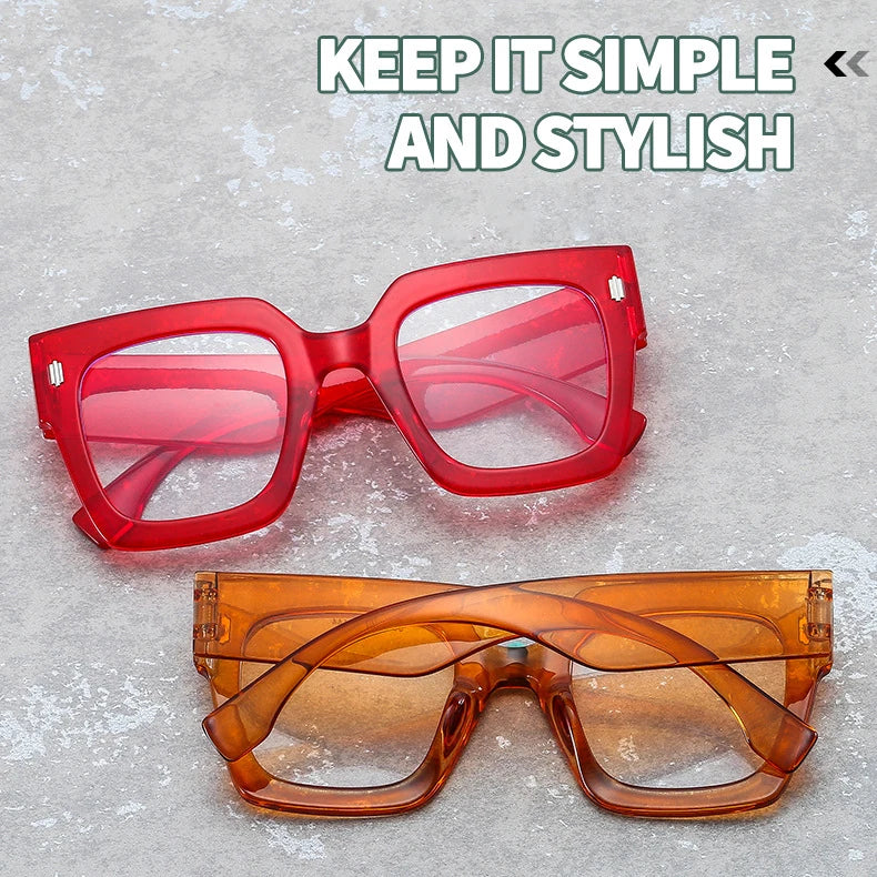 Vintage Big Frame Square Reading Glasses Women Men Fashion Brand Prescription Eyeglasses Transparent Computer Blue Light Glasses