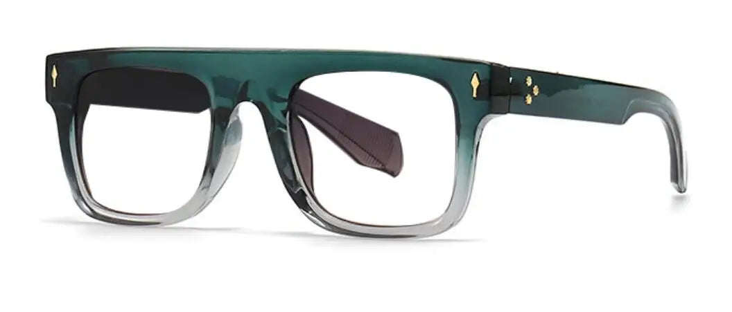 Luxury Square Frame Retro Reading Glasses Men Women Anti Blue Light Rice Nail Glasses Elegant Green Flat Top Computer Eyewear +2
