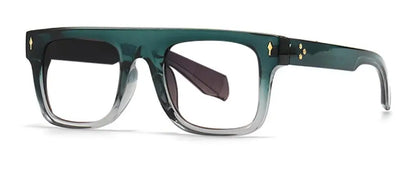 Luxury Square Frame Retro Reading Glasses Men Women Anti Blue Light Rice Nail Glasses Elegant Green Flat Top Computer Eyewear +2