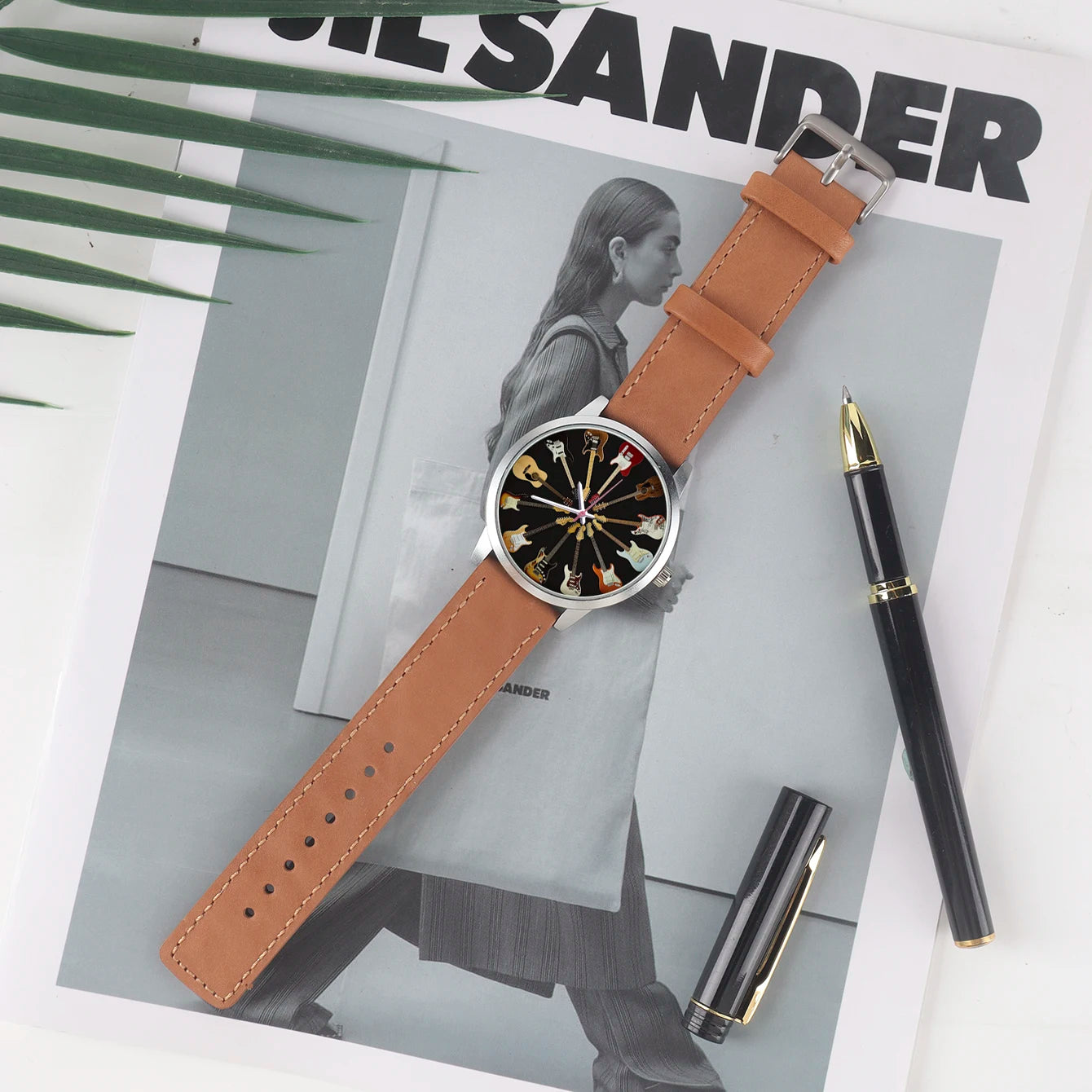 Logo Men's Watch Wife Musical Instrument Universal Watches Husband Family Pattern Guitar Clock Wristwatch DIY Dial